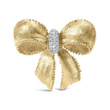 18K Yellow Gold and 3/5 Cttw Diamond Bow Pin Brooch (G-H Color, VS1-VS2 Clarity)-0 thumbnail 1