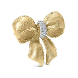 18K Yellow Gold and 3/5 Cttw Diamond Bow Pin Brooch (G-H Color, VS1-VS2 Clarity)-1 thumbnail 2