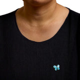 18K White Gold Blue Mother of Pearl and Diamond Accent Butterfly Pin Brooch (F-G Color, VS1-VS2 Clarity)-2 thumbnail 3