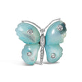 18K White Gold Blue Mother of Pearl and Diamond Accent Butterfly Pin Brooch (F-G Color, VS1-VS2 Clarity)-0
