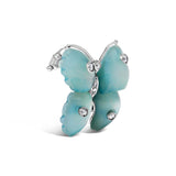 18K White Gold Blue Mother of Pearl and Diamond Accent Butterfly Pin Brooch (F-G Color, VS1-VS2 Clarity)-1 thumbnail 2