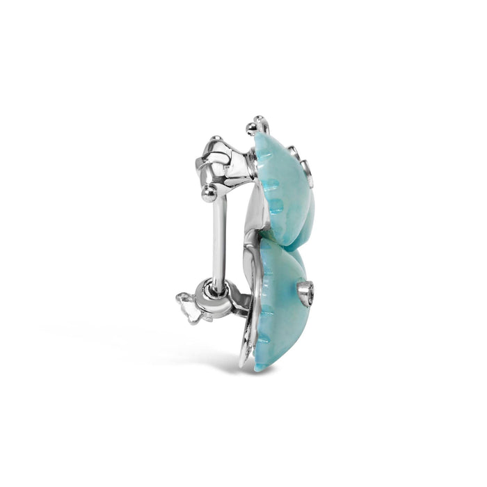 18K White Gold Blue Mother of Pearl and Diamond Accent Butterfly Pin Brooch (F-G Color, VS1-VS2 Clarity)