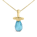 14K Yellow Gold and Blue Quartz Pacifier Pendant Necklace - 18