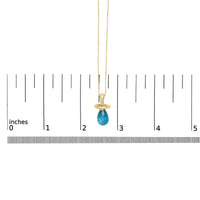 14K Yellow Gold and Blue Quartz Pacifier Pendant Necklace - 18