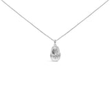 14K White Gold Diamond Accent Baby Shoe with Bow Pendant 18