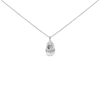 14K White Gold Diamond Accent Baby Shoe with Bow Pendant 18