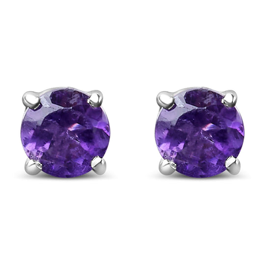 .925 Sterling Silver 3.5 MM Created Birthstone Solitaire Stud Earrings - Choice of Gemstone-0