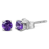 .925 Sterling Silver 3.5 MM Created Birthstone Solitaire Stud Earrings - Choice of Gemstone-3 thumbnail 4