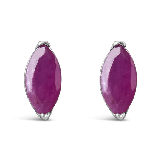 .925 Sterling Silver 1/2 Cttw Created Pink Ruby Gemstone Solitaire Stud Earrings-0