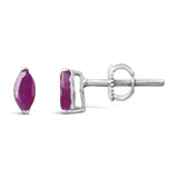 .925 Sterling Silver 1/2 Cttw Created Pink Ruby Gemstone Solitaire Stud Earrings-3 thumbnail 4