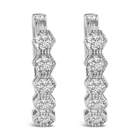 14K Gold 1/2 Cttw Diamond Earring Zig-Zagging Geometric Hoop Earrings (G-H Color, SI1-SI2)