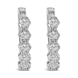 14K Gold 1/2 Cttw Diamond Earring Zig-Zagging Geometric Hoop Earrings (G-H Color, SI1-SI2)-1