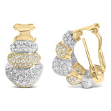 18K Two-Toned Gold 5.00 Cttw Diamond Three-tier Domed Button Omega Back Earrings (G-H Color, VS2-SI1 Clarity)-3 thumbnail 4