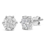 14K White Gold 1.00 Cttw Pie Cut Diamond Solitaire Style Stud Earring (H-I Color, SI1-SI2 Clarity)-1 thumbnail 2