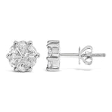 14K White Gold 1.00 Cttw Pie Cut Diamond Solitaire Style Stud Earring (H-I Color, SI1-SI2 Clarity)-3 thumbnail 4
