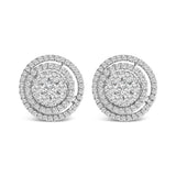 14K Gold 1 3/8 Cttw Diamond Cluster and Double Halo Stud Earring (G-H Color, SI1-SI2 Clarity)-0 thumbnail 1