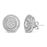 14K Gold 1 3/8 Cttw Diamond Cluster and Double Halo Stud Earring (G-H Color, SI1-SI2 Clarity)-1 thumbnail 2