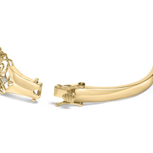 14K Gold 1.00 Cttw Diamond Vintage Inspired Floral Bangle Bracelet (H-I Color, SI1-SI2 Clarity) - 7.75