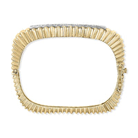 14K Yellow Gold 1 1/4 Cttw Diamond Ribbed Rounded Rectangle Bangle Bracelet (G-H Color, VS2-SI1 Clarity) - 7.75