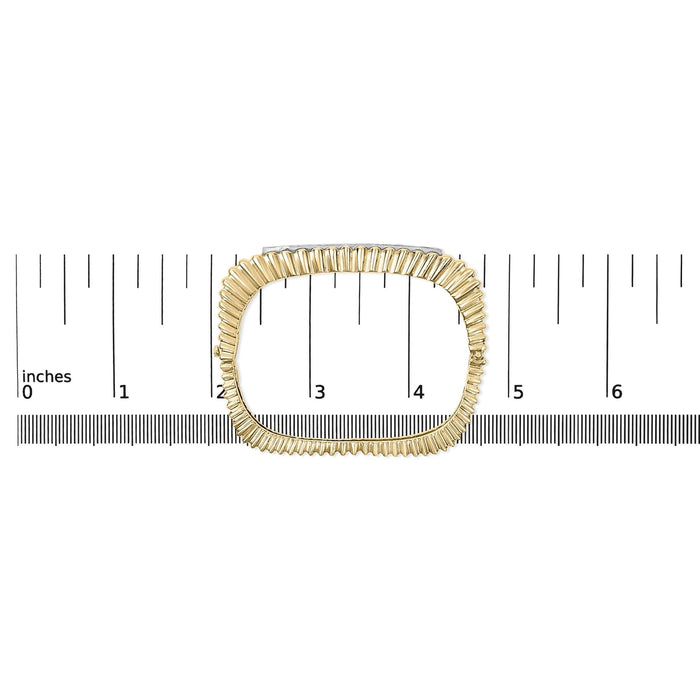 14K Yellow Gold 1 1/4 Cttw Diamond Ribbed Rounded Rectangle Bangle Bracelet (G-H Color, VS2-SI1 Clarity) - 7.75