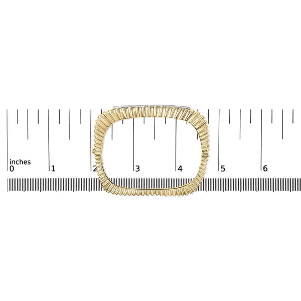 14K Yellow Gold 1 1/4 Cttw Diamond Ribbed Rounded Rectangle Bangle Bracelet (G-H Color, VS2-SI1 Clarity) - 7.75