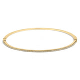 14K yellow gold half eternity bangle bracelet with round diamond stones thumbnail 1