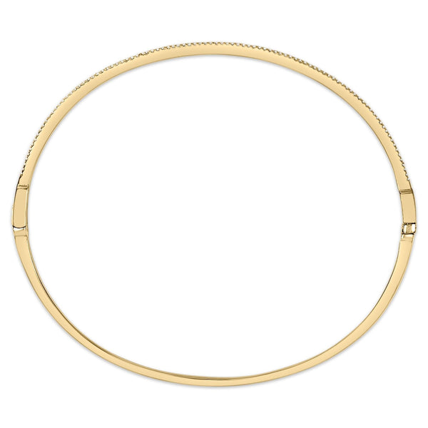14K Yellow Gold 1/3 Cttw Diamond Half Eternity Bangle Bracelet (I-J Color, I2-I3 Clarity) - 7.75