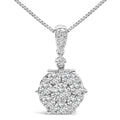 14K white gold necklace with round diamond composite cluster pendant
