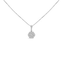 14K White Gold 1 1/5 Cttw Diamond Composite Cluster Pendant Necklace (F-G Color, VS2-SI1 Clarity) - 18