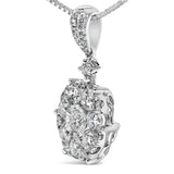 14K White Gold 1 1/5 Cttw Diamond Composite Cluster Pendant Necklace (F-G Color, VS2-SI1 Clarity) - 18