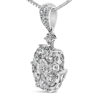 14K White Gold 1 1/5 Cttw Diamond Composite Cluster Pendant Necklace (F-G Color, VS2-SI1 Clarity) - 18