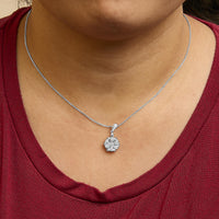 14K White Gold 1 1/5 Cttw Diamond Composite Cluster Pendant Necklace (F-G Color, VS2-SI1 Clarity) - 18
