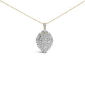 14K yellow gold necklace with cluster of pear diamond stones