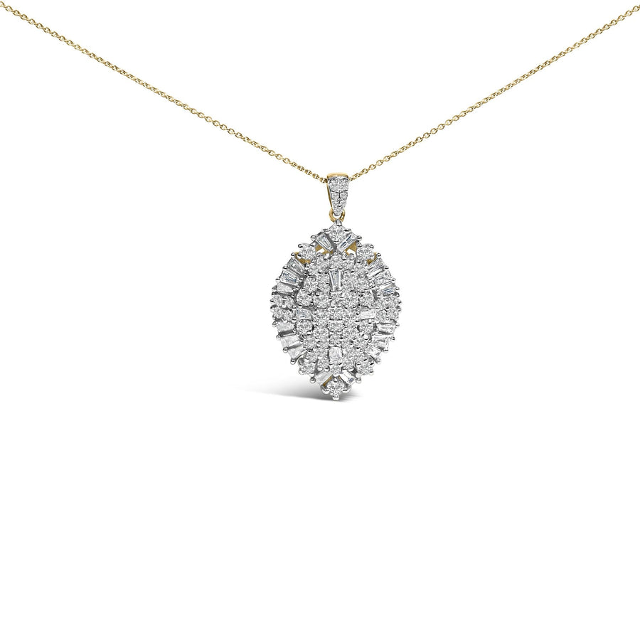 14K White and Yellow Gold 2.00 Cttw Diamond Cluster Pear Shaped Pendant Necklace (G-H Color, SI2-I1 Clarity) -20