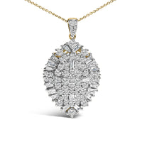 14K White and Yellow Gold 2.00 Cttw Diamond Cluster Pear Shaped Pendant Necklace (G-H Color, SI2-I1 Clarity) -20