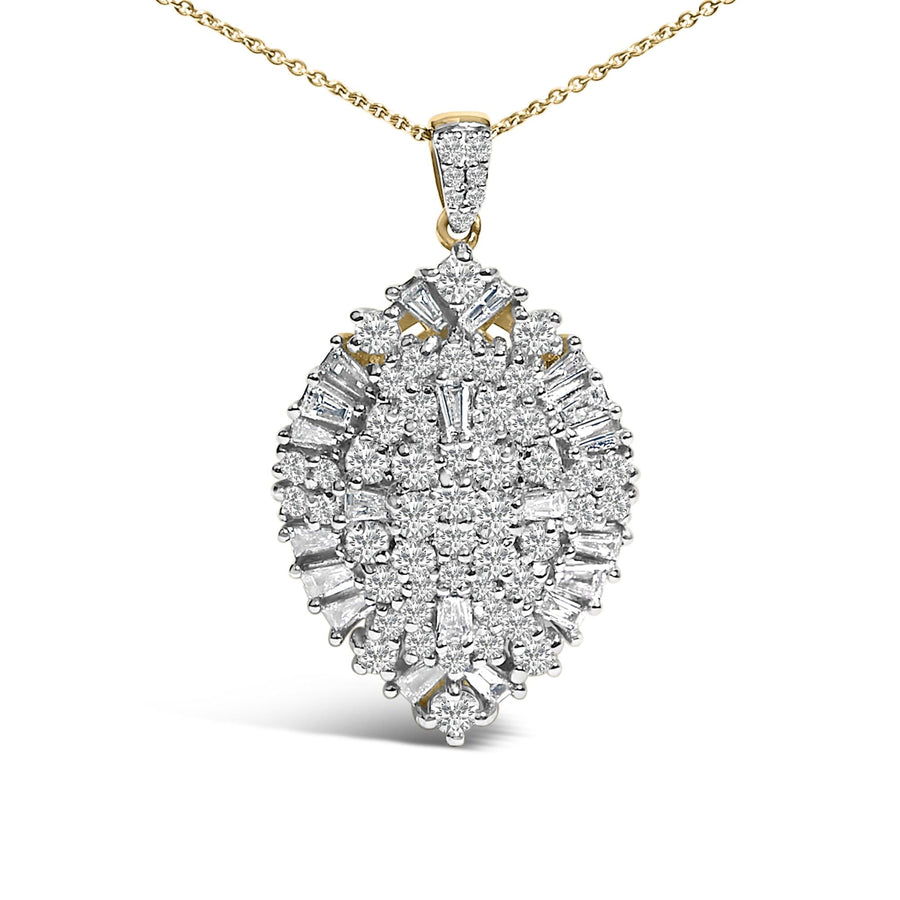 14K White and Yellow Gold 2.00 Cttw Diamond Cluster Pear Shaped Pendant Necklace (G-H Color, SI2-I1 Clarity) -20