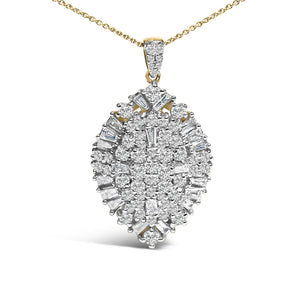 14K White and Yellow Gold 2.00 Cttw Diamond Cluster Pear Shaped Pendant Necklace (G-H Color, SI2-I1 Clarity) -20