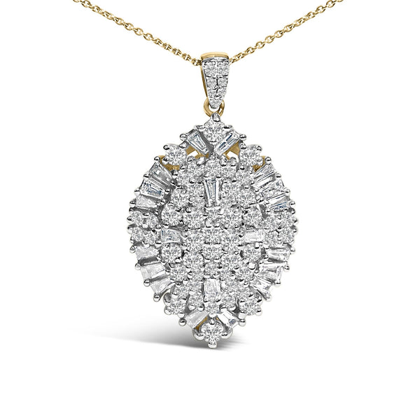 14K White and Yellow Gold 2.00 Cttw Diamond Cluster Pear Shaped Pendant Necklace (G-H Color, SI2-I1 Clarity) -20