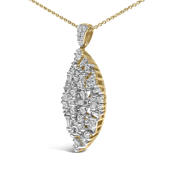 14K White and Yellow Gold 2.00 Cttw Diamond Cluster Pear Shaped Pendant Necklace (G-H Color, SI2-I1 Clarity) -20