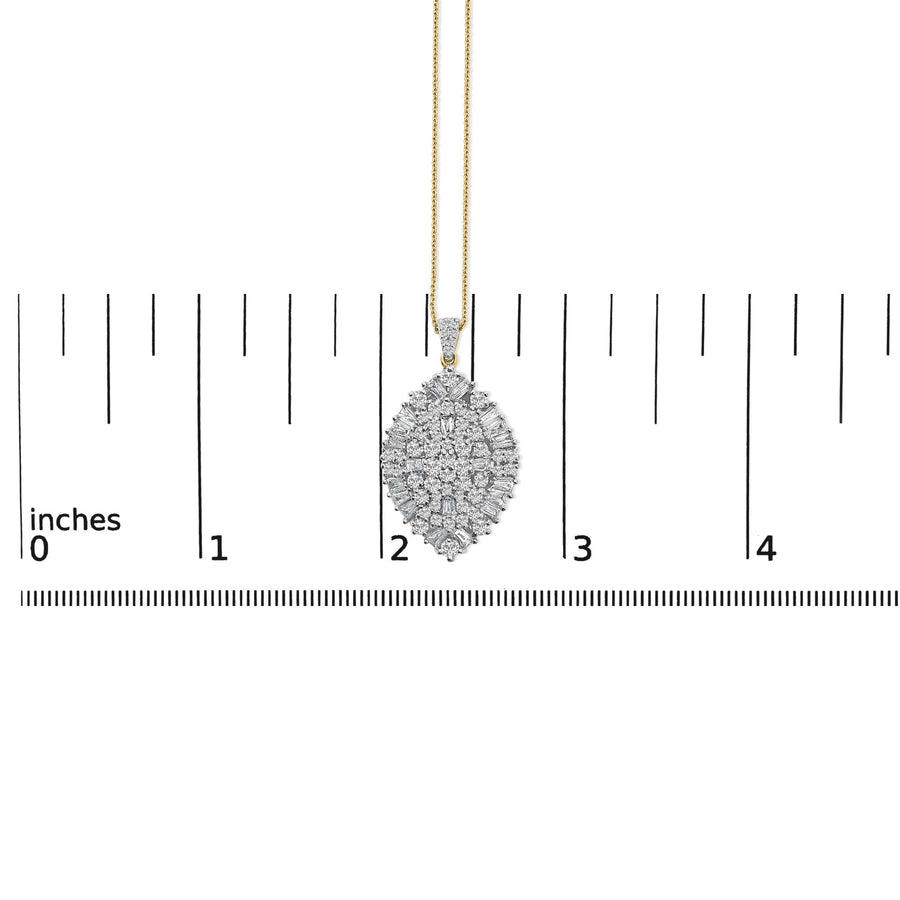 14K White and Yellow Gold 2.00 Cttw Diamond Cluster Pear Shaped Pendant Necklace (G-H Color, SI2-I1 Clarity) -20