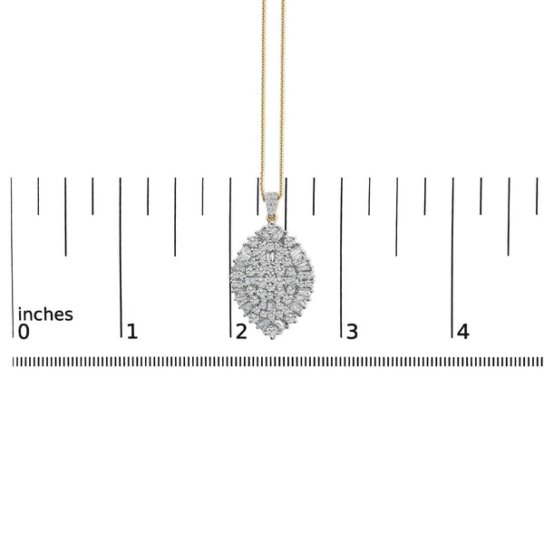 14K White and Yellow Gold 2.00 Cttw Diamond Cluster Pear Shaped Pendant Necklace (G-H Color, SI2-I1 Clarity) -20