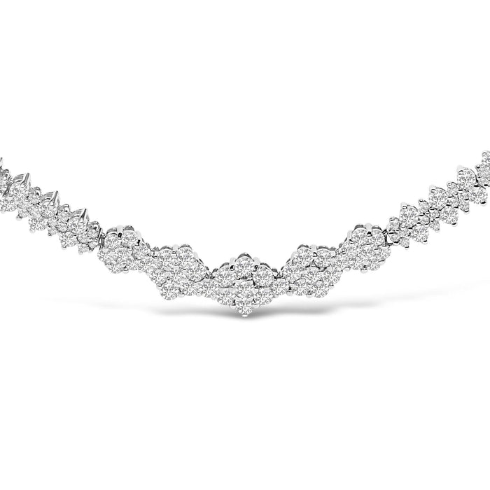 14K White Gold 2.00 Cttw Diamond Composite Cluster Bar Necklace (H-I Color, I2-I3 Clarity) - 18