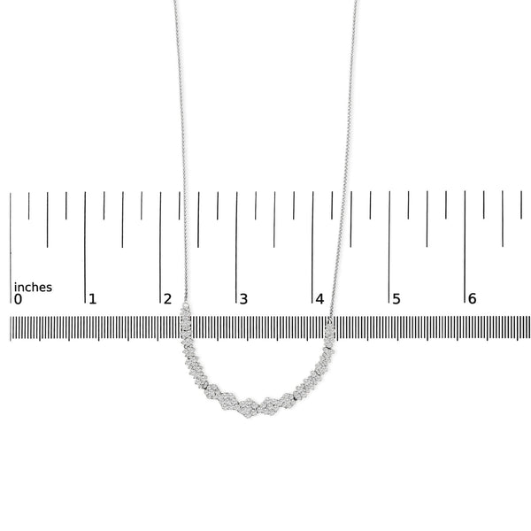 14K White Gold 2.00 Cttw Diamond Composite Cluster Bar Necklace (H-I Color, I2-I3 Clarity) - 18