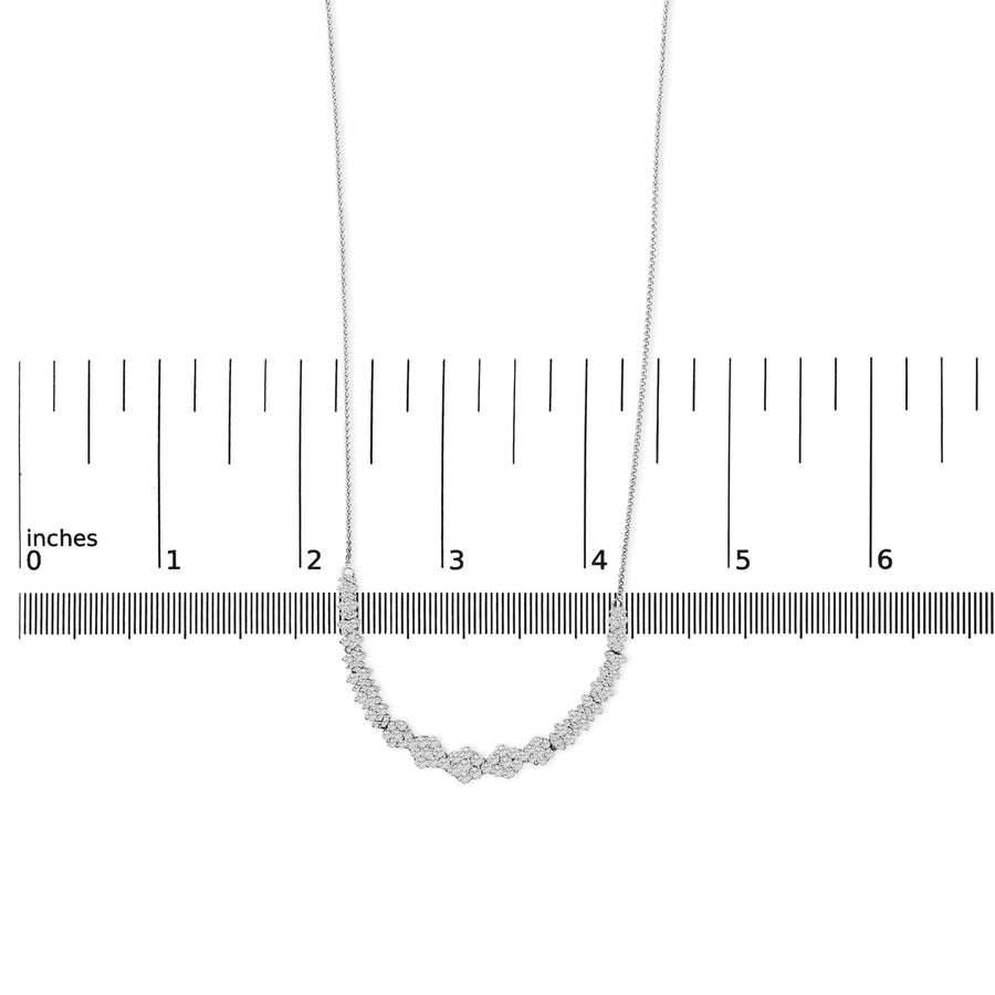 14K White Gold 2.00 Cttw Diamond Composite Cluster Bar Necklace (H-I Color, I2-I3 Clarity) - 18