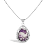 Sterling Silver Chevron Amethyst Teardrop Pendant Necklace-0 thumbnail 1
