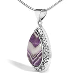 Sterling Silver Chevron Amethyst Teardrop Pendant Necklace-2 thumbnail 3