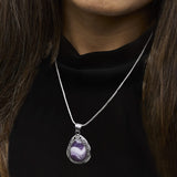 Sterling Silver Chevron Amethyst Teardrop Pendant Necklace-1 thumbnail 2