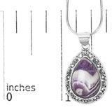 Sterling Silver Chevron Amethyst Teardrop Pendant Necklace-3 thumbnail 4