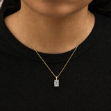 14K Gold Lab Grown Emerald Cut Solitaire Diamond Pendant Necklace-4 thumbnail 5