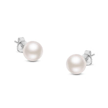 14K Gold Round White Saltwater Akoya Cultured Pearl Stud Earrings AAA+ Quality - Choice of MM Size-0
